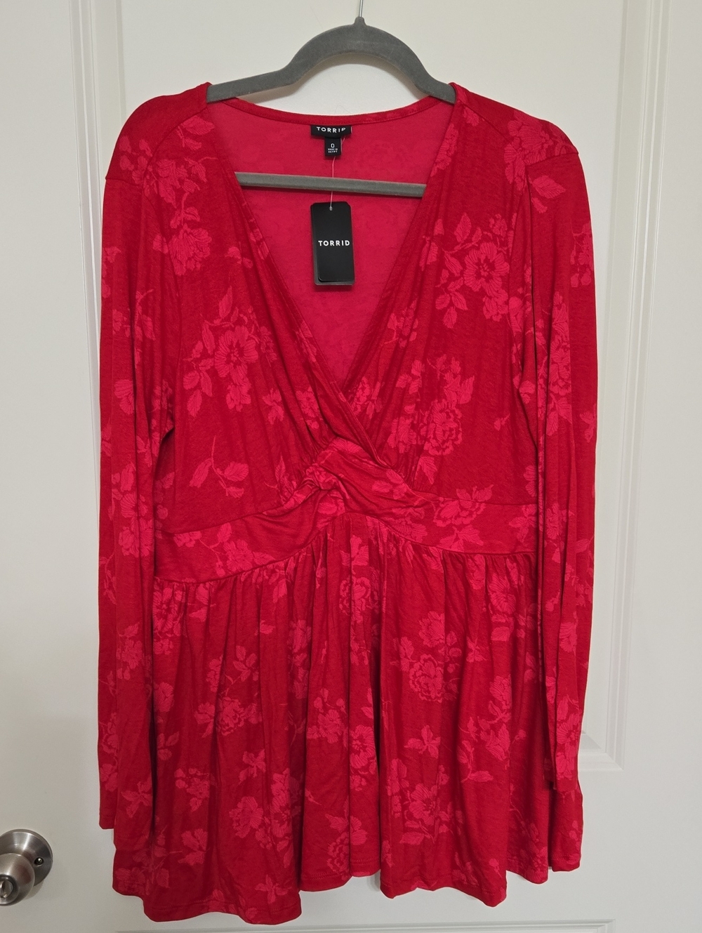 torrid Red Floral Twist-Waist Long Sleeve Dress